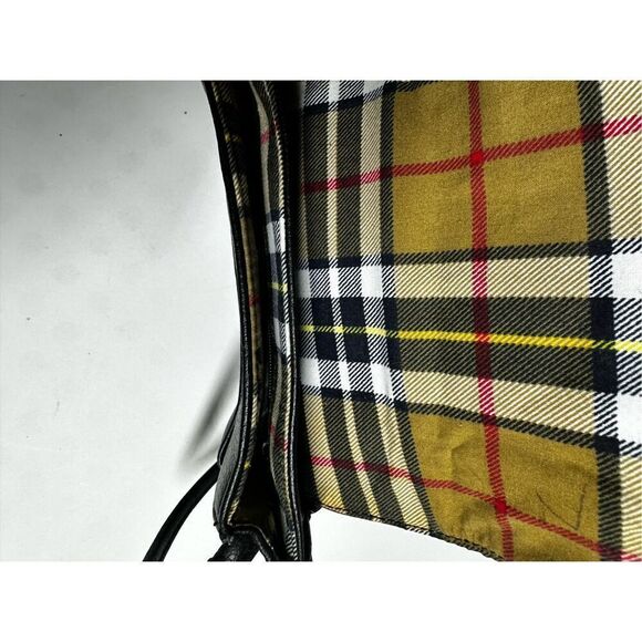 Unisex Faux Leather Black Crossbody Bag with Card Slots Plaid Lined - Picture 4 of 14